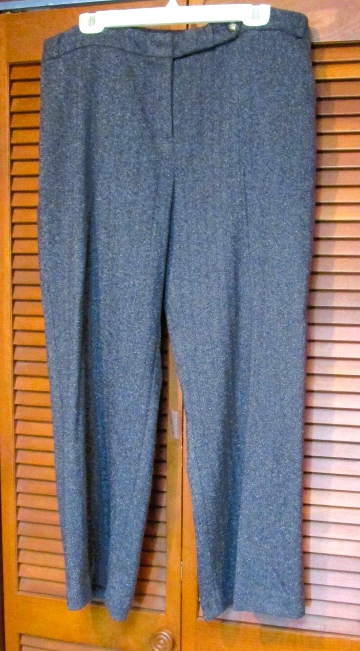 Van Heusen Women's Charcoal Gray Wide-Leg Dress Pants Speckled Pockets Size 16